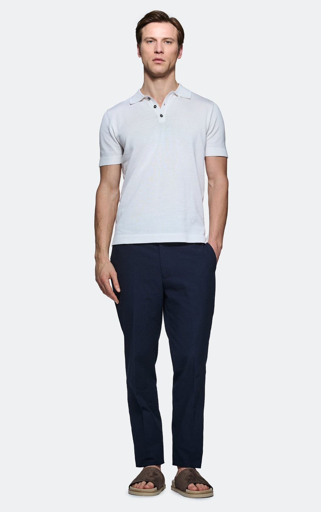 Pantalone seersucker in misto cotone