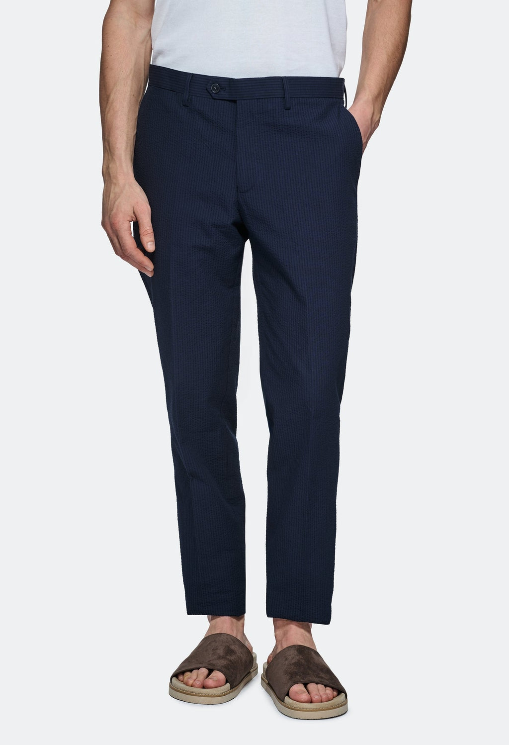 Pantalone seersucker in misto cotone