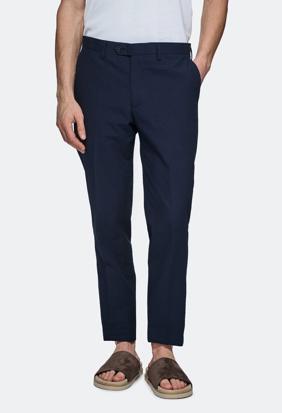 Pantalone seersucker in misto cotone